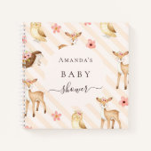 Livre d'hôte baby shower boisé animaux fille (Devant)