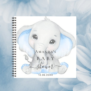Livre d'hôte baby shower éléphant garçon bleu