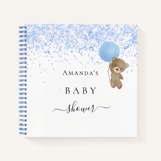 Livre d'hôte baby shower garçon bleu ours en peluc (Devant)