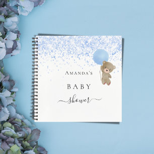 Livre d'hôte baby shower garçon bleu ours en peluc