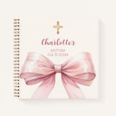 Livre d'hôte Baptême blush crème arc rose (Devant)