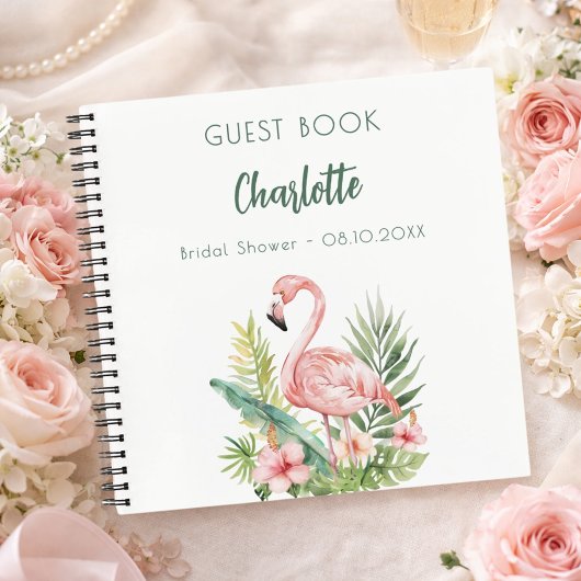 Livre d'hôte douche de mariée rose flamingo