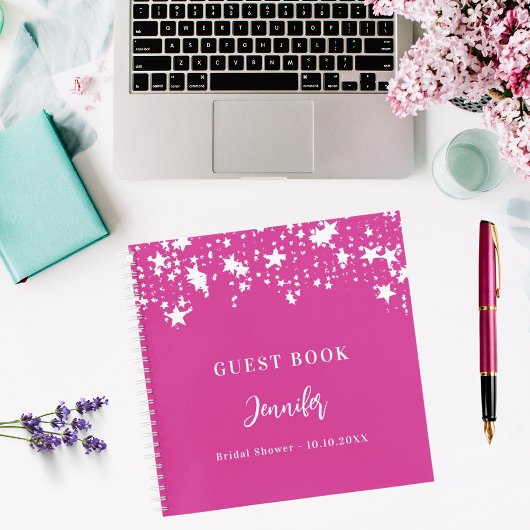 Livre d'hôte douche de nage rose blanc étoiles