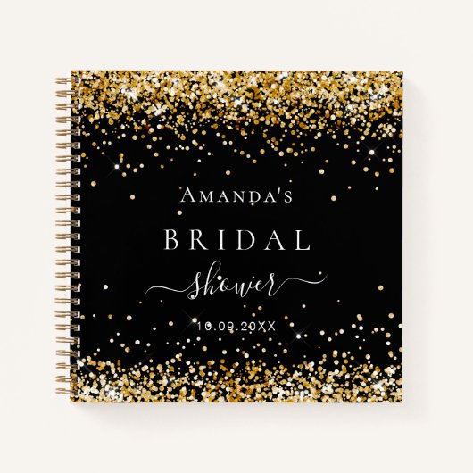 Livre d'hôte douche nuptiale noir or parties scint (Devant)