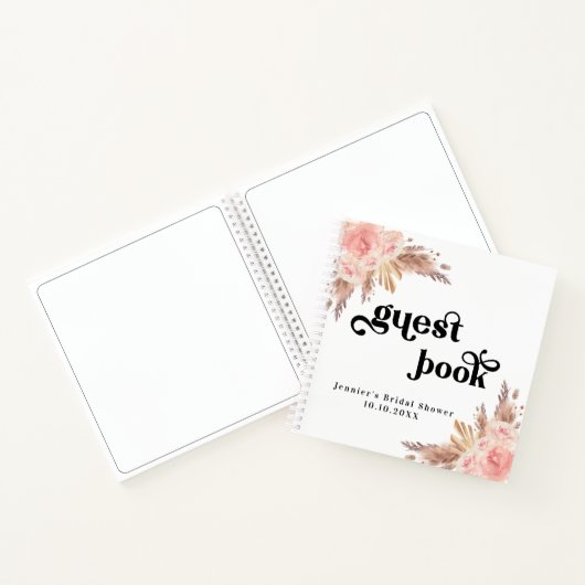 Livre d'hôte douche nuptiale pampas herbe rose pâl (Intérieur)