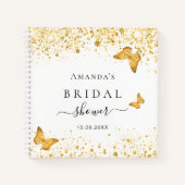 Livre d'hôte douche nuptiale papillon d'or blanc (Devant)