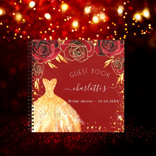 Livre d'hôte douche nuptiale rouge or parties scin