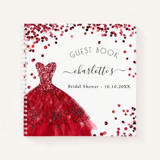 Livre d'hôte douche nuptiale rouge robe blanche (Devant)