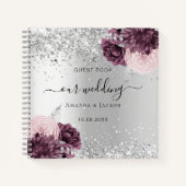 Livre d'hôte mariage argent bouillon bordeaux (Devant)