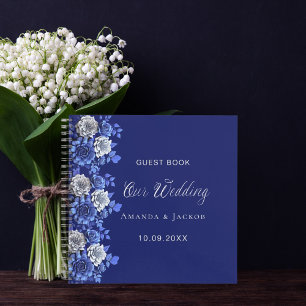Livre d'hôte mariage bleu marine fleurs