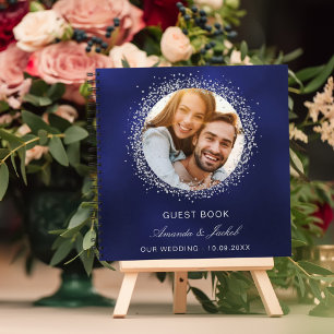 Livre d'hôte mariage marine bleu argent parties sc
