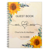 Livre d'hôte mariage tournesol eucalyptus m mrs (Devant)