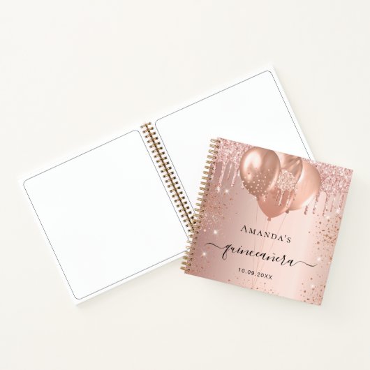 Livre d'hôte Quinceanera rose or parties scintilla (Intérieur)