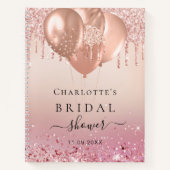 Livre d'hôte rose douche nuptiale or rose ballons (Devant)