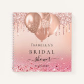 Livre d'hôte rose douche nuptiale or rose ballons (Devant)