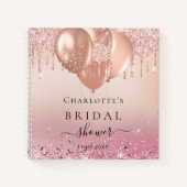 Livre d'hôte rose douche nuptiale or rose ballons (Devant)