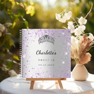 Livre d'hôte Sweet 16 argent lavande parties scint