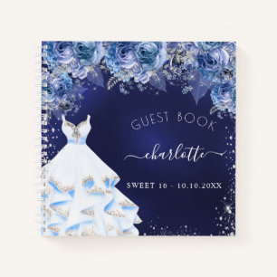 Livre d'hôte Sweet 16 bleu marine robe florale par