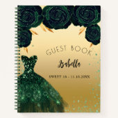Livre d'hôte Sweet 16 robe or vert émeraude vert é (Devant)