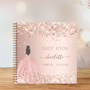 Livre d'hôte Sweet 16 robe parties scintillant ros