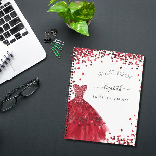 Livre d'hôte Sweet 16 robe rouge blanche