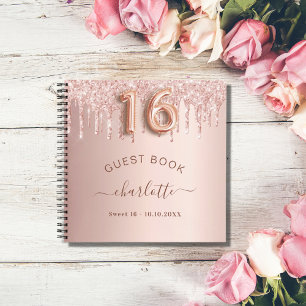 Livre d'hôte Sweet 16 roses gouttes de parties sci