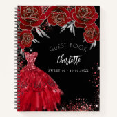Livre d'hôte Sweet 16 rouge noir robe de parties s (Devant)