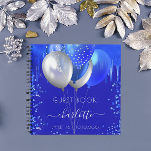 Livre d'hôte Sweet 16 royal blue drips ballons