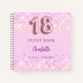Livre d'hôtes 18e anniversaire confetti rose nom (Devant)