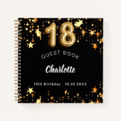 Livre d'hôtes 18e anniversaire étoiles d'or noir (Devant)