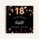 Livre d'hôtes 18e anniversaire noir rose étoiles d (Devant)