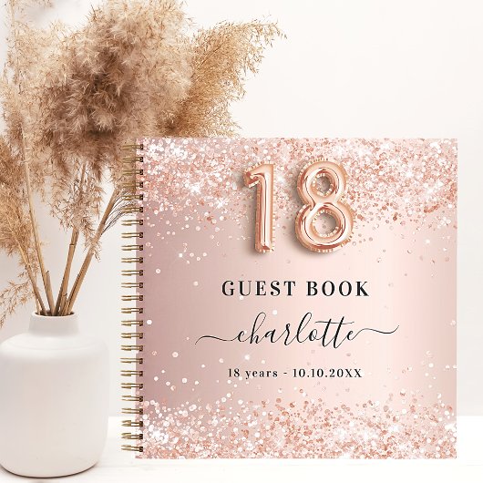Livre d'hôtes 18e anniversaire rose or parties sci