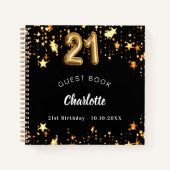 Livre d'hôtes 21e anniversaire étoiles d'or noir (Devant)