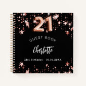 Livre d'hôtes 21e anniversaire noir rose étoiles d (Devant)
