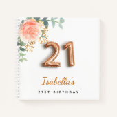 Livre d'hôtes 21e anniversaire rose d'or eucalyptu (Devant)
