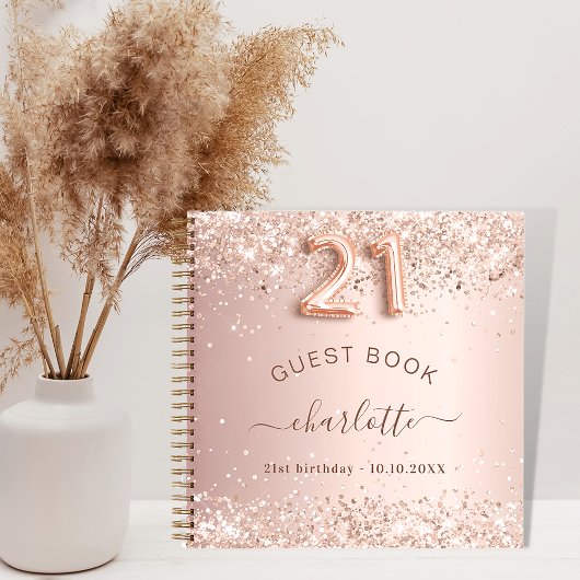 Livre d'hôtes 21e anniversaire rose or blush