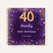 Livre d'hôtes 40e anniversaire violet rose parties (Devant)