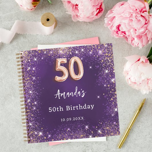 Livre d'hôtes 50e anniversaire violet rose parties