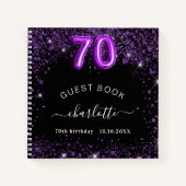 Livre d'hôtes 70e anniversaire noir violet nom de  (Devant)