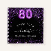 Livre d'hôtes 80e anniversaire noir violet nom de (Devant)