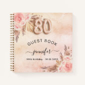 Livre d'hôtes 80e anniversaire pampas herbe rose o (Devant)