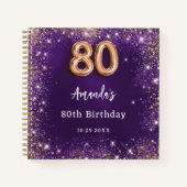 Livre d'hôtes 80e anniversaire violet rose parties (Devant)
