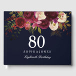 Livre d'hôtes 80th Birthday Red Floral Navy de Bou<br><div class="desc">Burgundy Red Floral Navy 80e Anniversaire Livre d'invité Pour l'ensemble correspondant voir Niche and Nest Store</div>