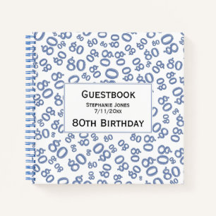 Livre d'hôtes Anniversaire 80 Numéro Motif Bleu/Bl