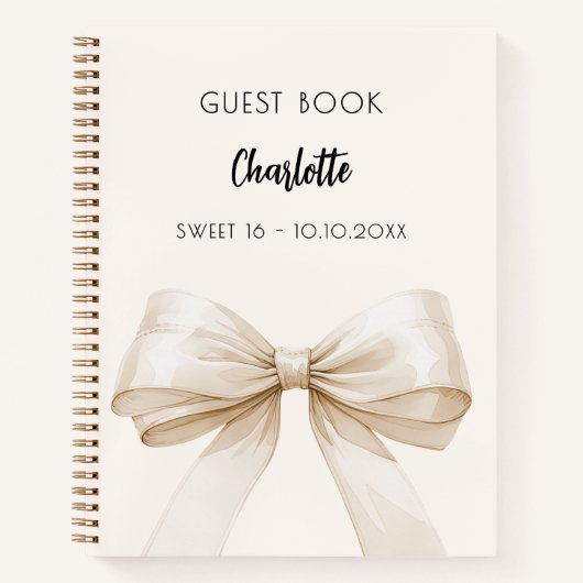 Livre d'hôtes arc crème beige SWEET 16 (Devant)