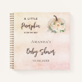 Livre d'hôtes Baby shower citrouille fleurs crème (Devant)