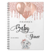 Livre d'hôtes baby shower éléphant rose or blanc (Devant)