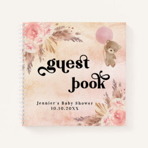 Livre d'hôtes baby shower en peluche ours pampas h