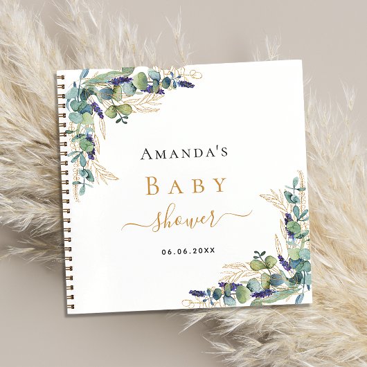 Livre d'hôtes baby shower eucalyptus verdure