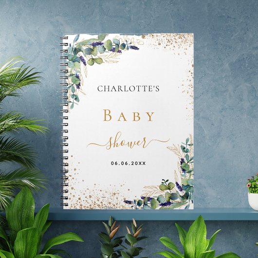 Livre d'hôtes baby shower eucalyptus verdure